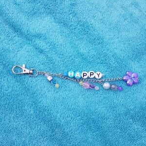 Patch & Roam Cute but Rude ''Happy' beaded purse or key charm colorful playful